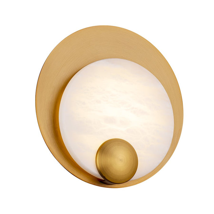 Modern Forms Rowlings 10" LED Wall Sconce 3000K, Brass/Alabaster - WS-82310-AB