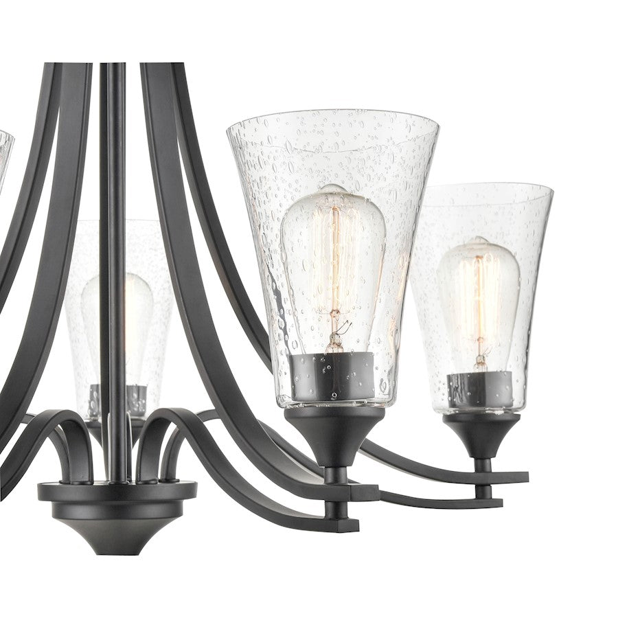 Millennium Lighting Natalie 5 Light Chandelier, Matte Black/Clear - 1465-MB