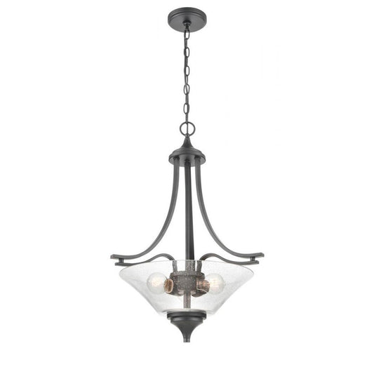 Millennium Lighting Natalie 3 Light Pendant, Matte Black/Clear - 1473-MB