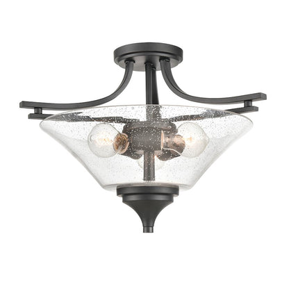 Millennium Natalie 3 Light 13" Semi-Flush Ceiling Mount, Black/Clear - 1483-MB