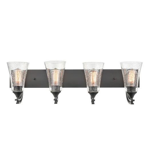 Millennium Lighting Natalie 4 Light Vanity, Matte Black/Clear - 1494-MB