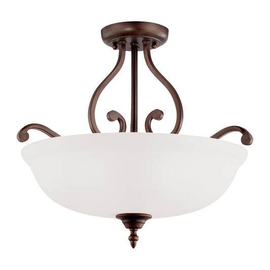 Millennium Lighting Courtney Lakes 3-Light Semi Flush Mount, Bronze