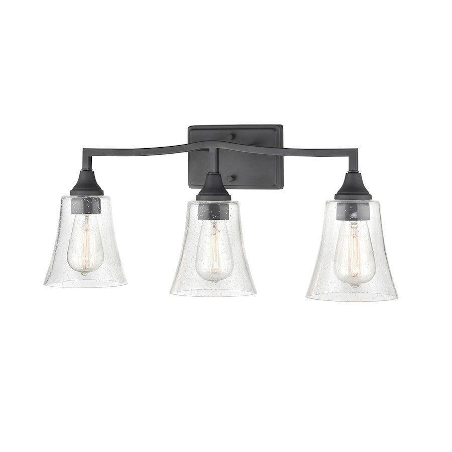 Millennium Lighting Caily 3 Light Vanity, Matte Black/Clear - 2103-MB