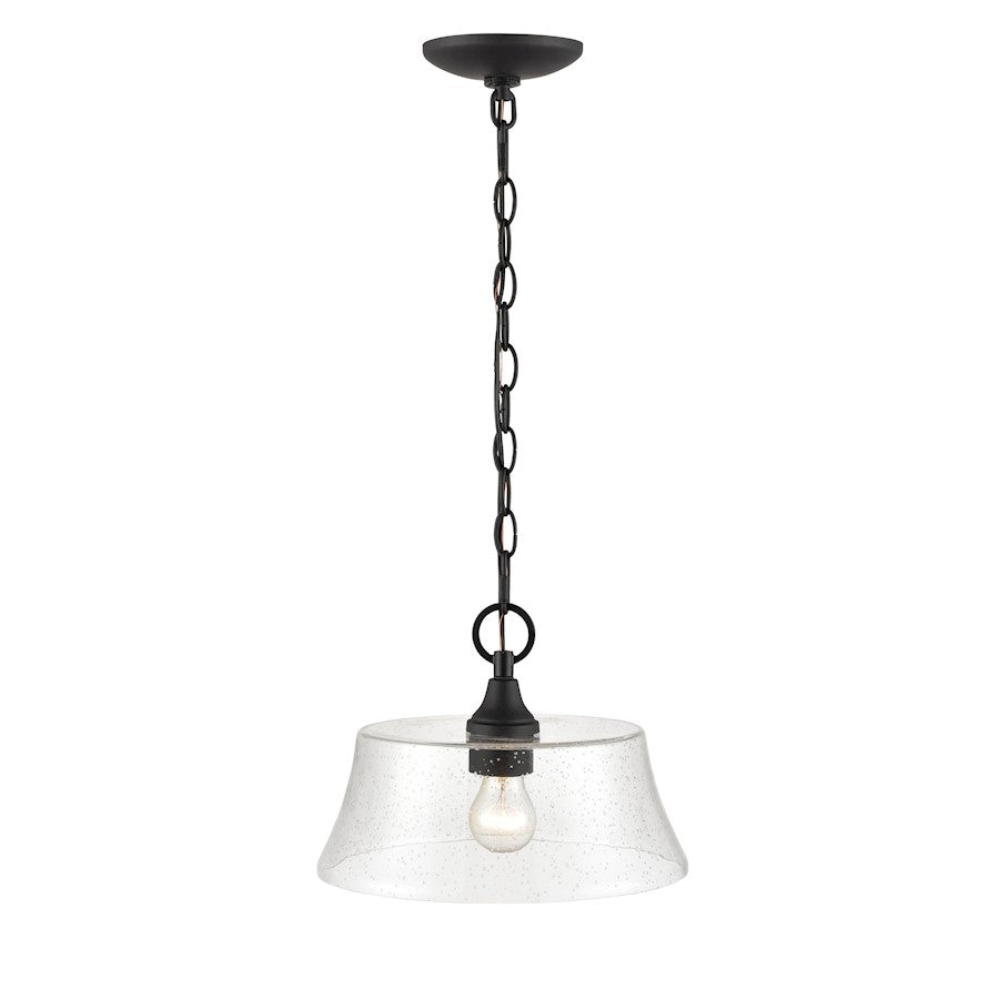 Millennium Lighting Caily 1 Light Pendant, Matte Black/Clear - 2111-MB