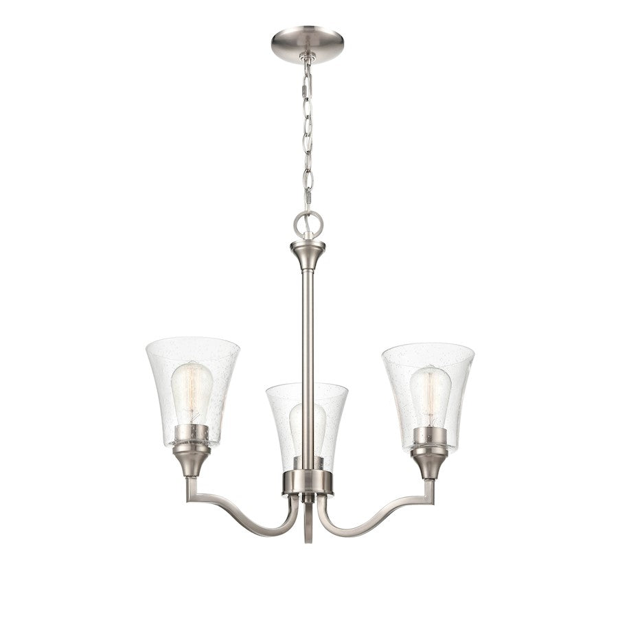 Millennium Lighting Caily 3 Light Chandelier, Brushed Nickel/Clear - 2113-BN