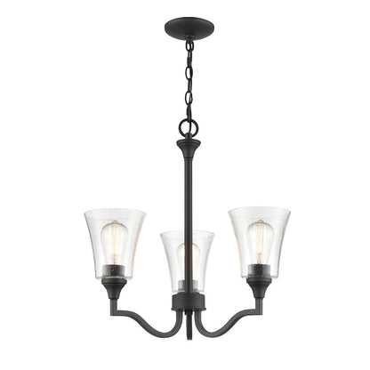 Millennium Lighting Caily 3 Light Chandelier, Matte Black/Clear - 2113-MB