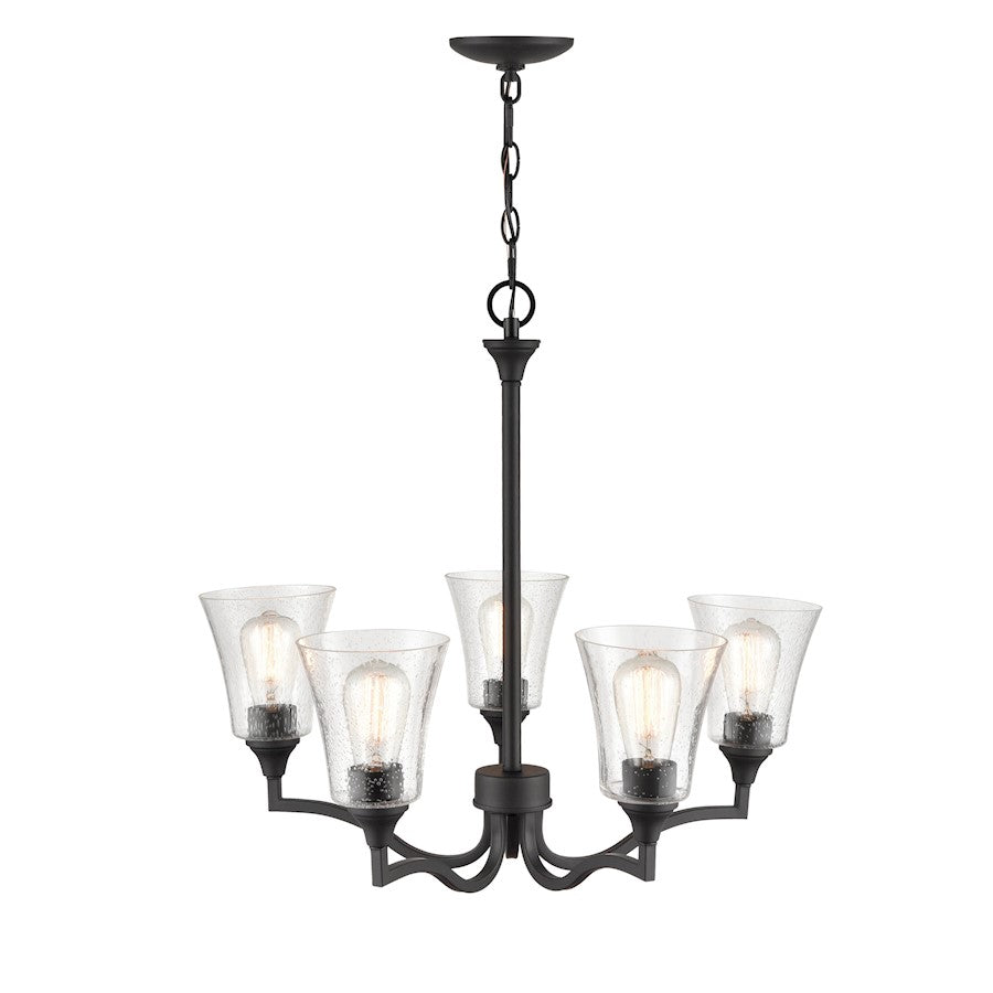 Millennium Lighting Caily 5 Light Chandelier, Matte Black/Clear - 2115-MB