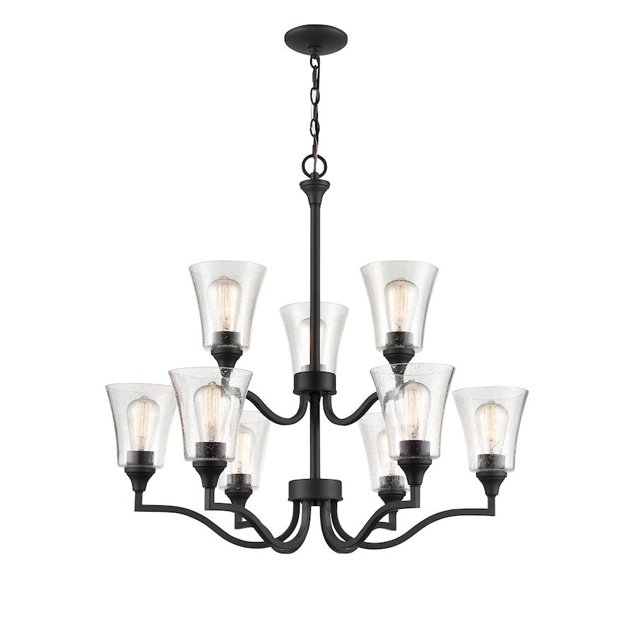 Millennium Lighting Caily 9 Light Chandelier, Matte Black/Clear - 2119-MB