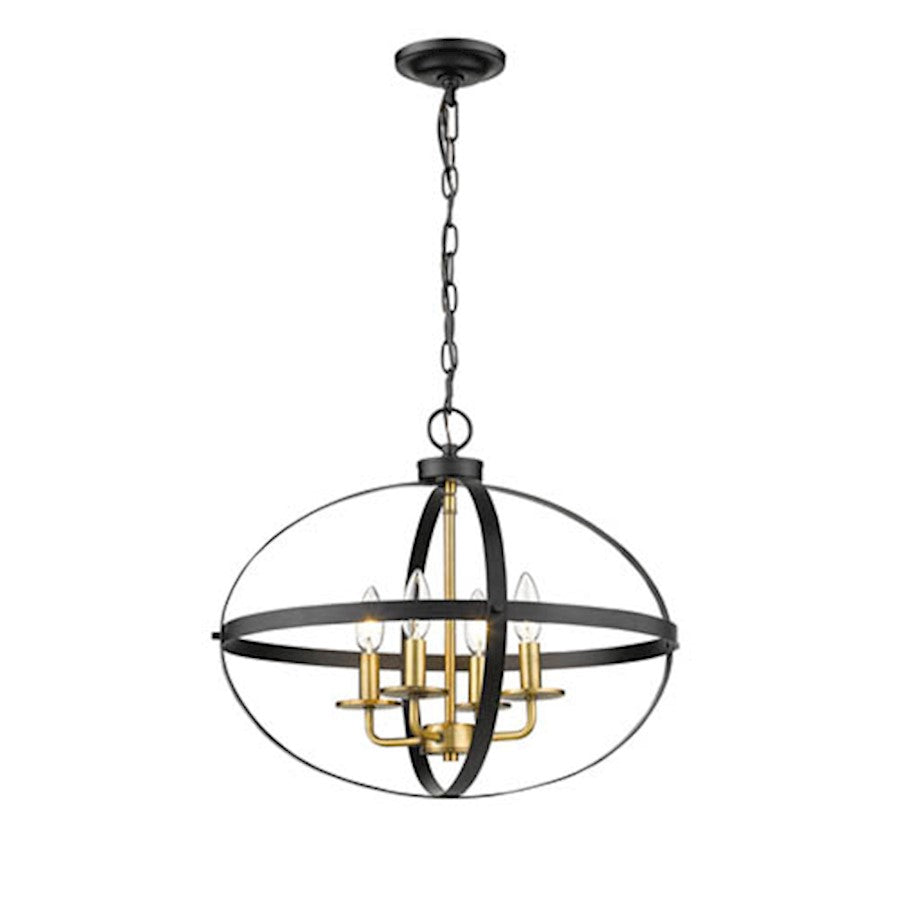 Millennium 4 Light 16.5" Pendant, Matte Black/Heirloom Bronze - 2384-MB-HBZ