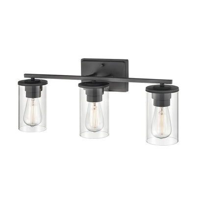 Millennium Lighting Verlana 3 Light Vanity, Matte Black/Clear - 2703-MB