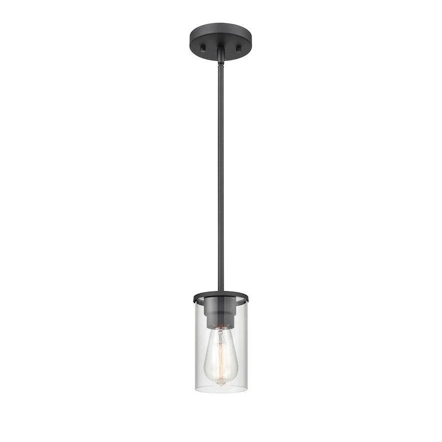 Millennium Lighting Verlana 1 Light Pendant, Matte Black/Clear - 2711-MB