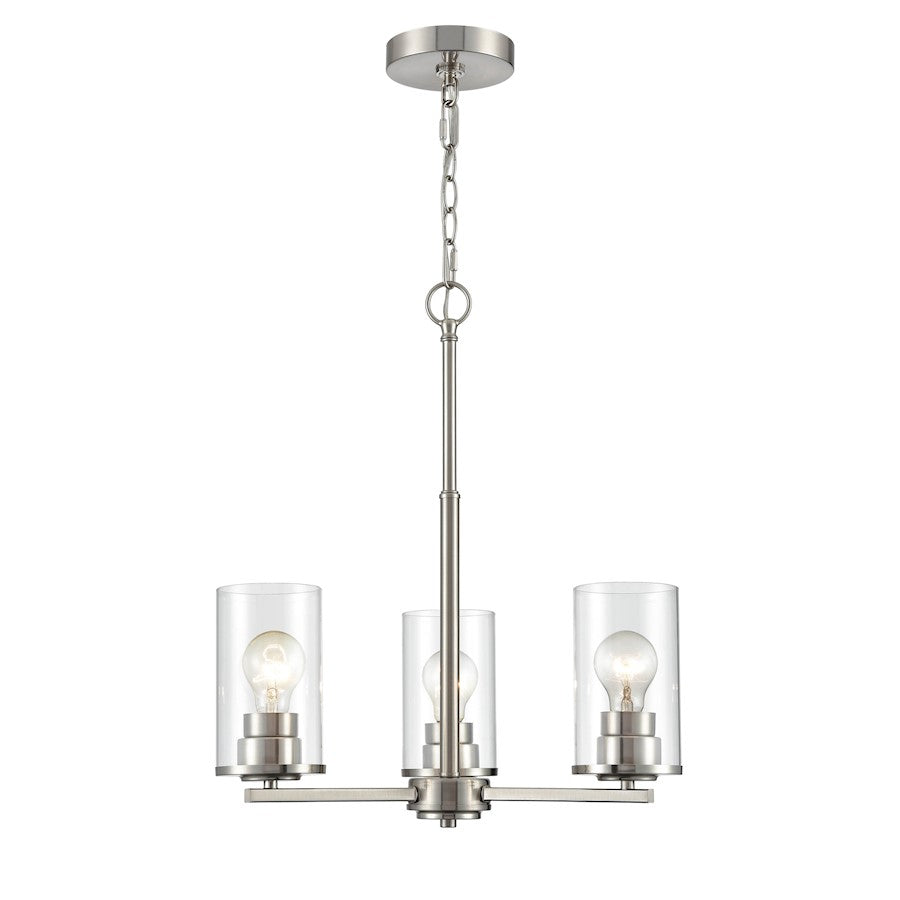 Millennium Lighting Verlana 3 Light Chandelier, Brushed Nickel/Clear - 2713-BN