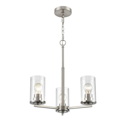 3 Light Chandelier, Brushed Nickel