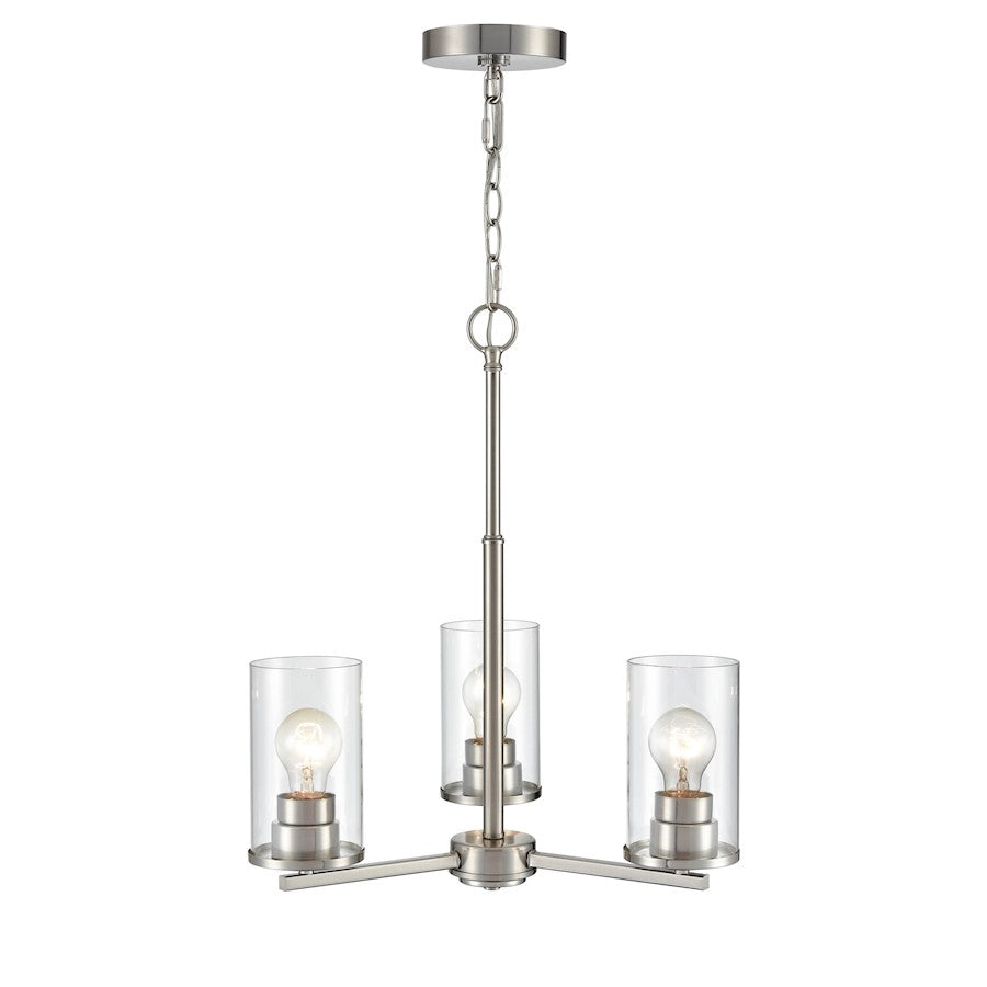 3 Light Chandelier, Brushed Nickel