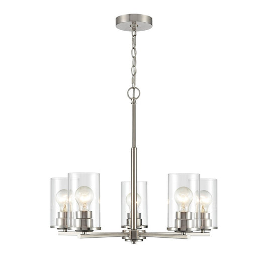 Millennium Lighting Verlana 5 Light 24" Chandelier, Br Nickel/Clear - 2715-BN