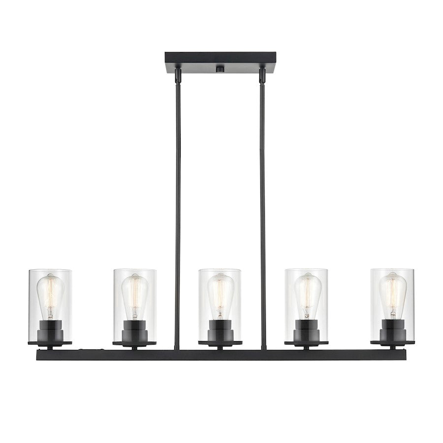 Millennium Lighting Verlana 5 Light Pendant, Matte Black/Clear - 2725-MB