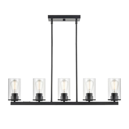 Millennium Lighting Verlana 5 Light Pendant, Matte Black/Clear - 2725-MB