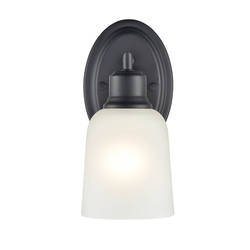 Millennium Lighting Amberle 1 Light Wall Sconce, Black/Frosted White - 2801-MB