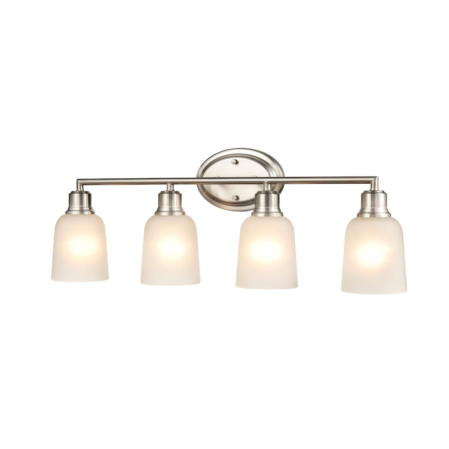 Millennium Lighting Amberle 4 Light Vanity, Nickel/Frosted White - 2804-BN