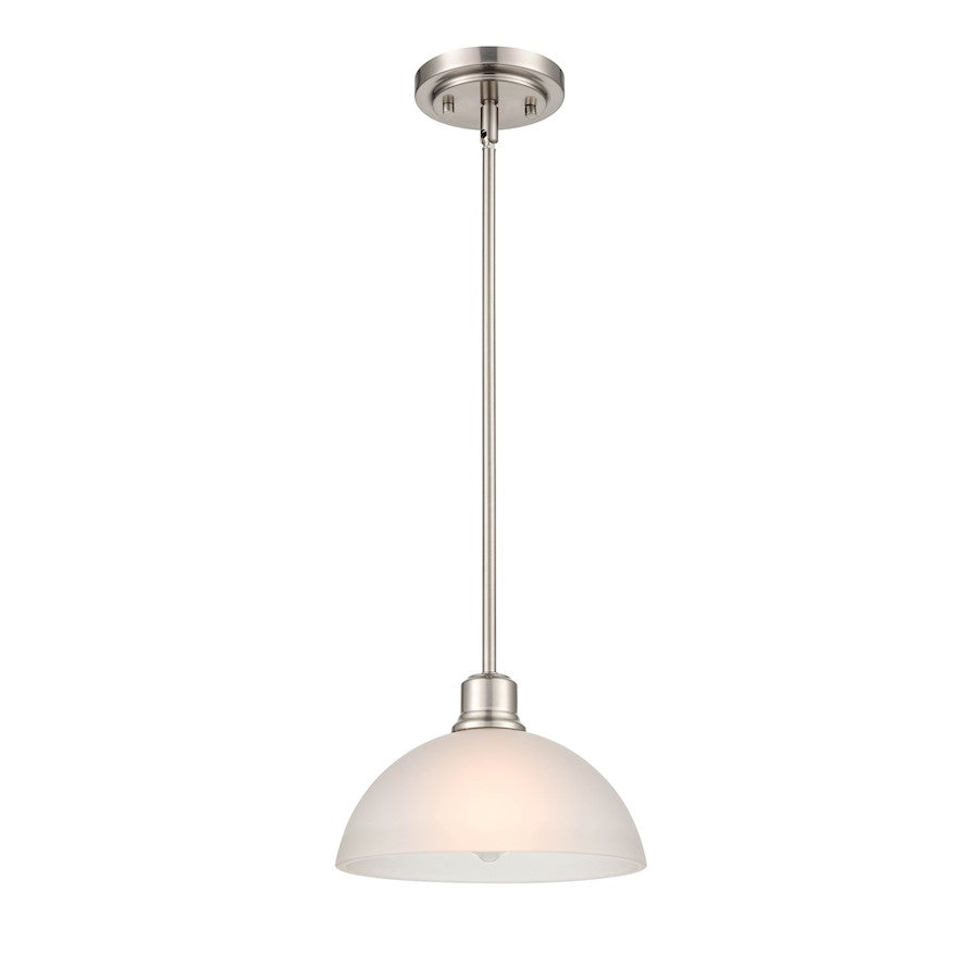 Millennium Lighting Amberle 1 Light Pendant, Nickel/Frosted White - 2811-BN