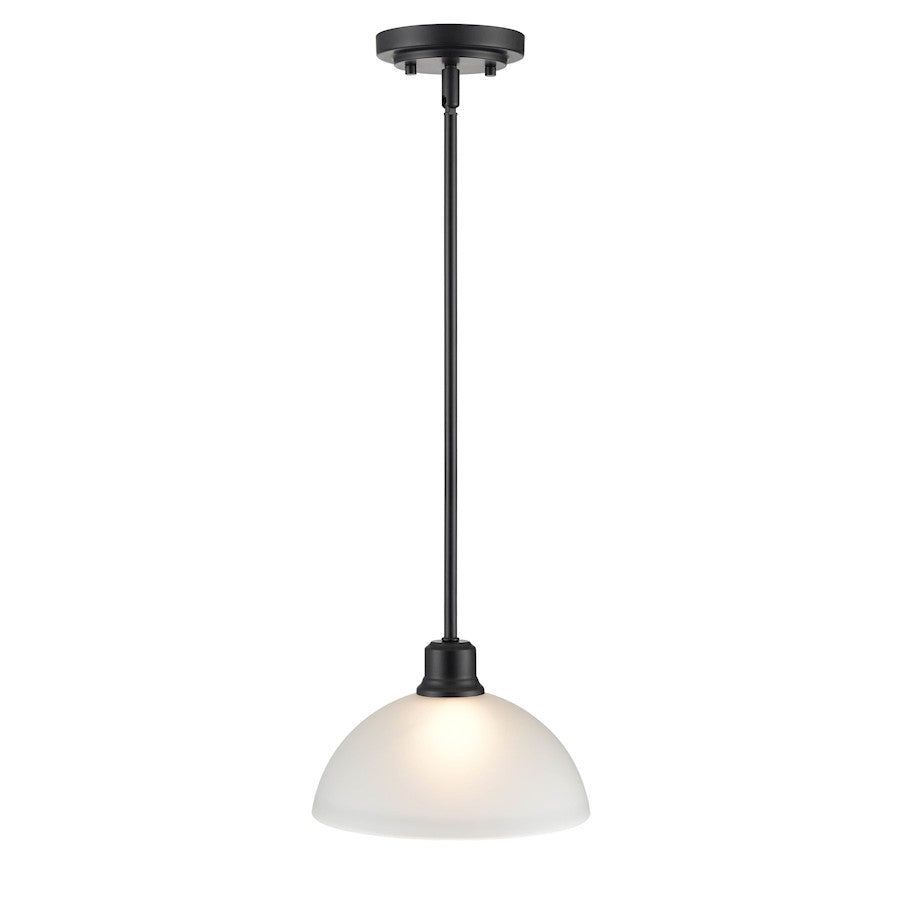 Millennium Lighting Amberle 1 Light 9.5" Mini-Pendant, Black/Frosted - 2811-MB