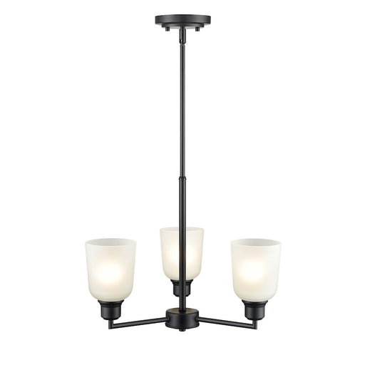 Millennium Lighting Amberle 3 Light Chandelier, Black/Frosted White - 2813-MB