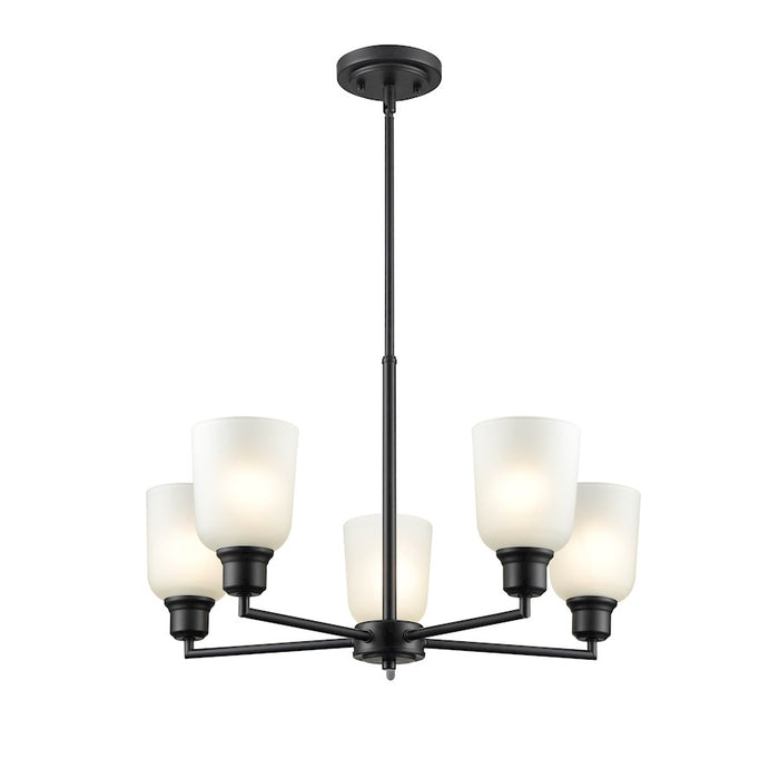 Millennium Lighting Amberle 5 Light Chandelier, Black/Frosted White - 2815-MB