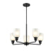 Millennium Lighting Amberle 5 Light Chandelier, Black/Frosted White - 2815-MB