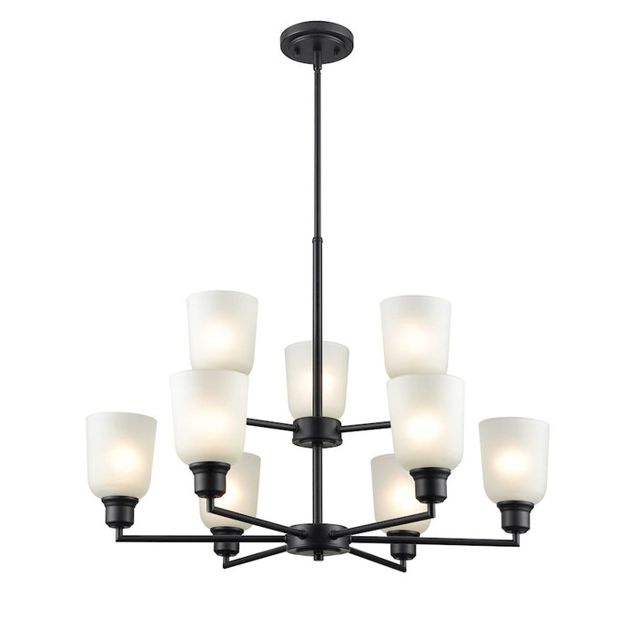 Millennium Lighting Amberle 9 Light Chandelier, Black/Frosted White - 2819-MB