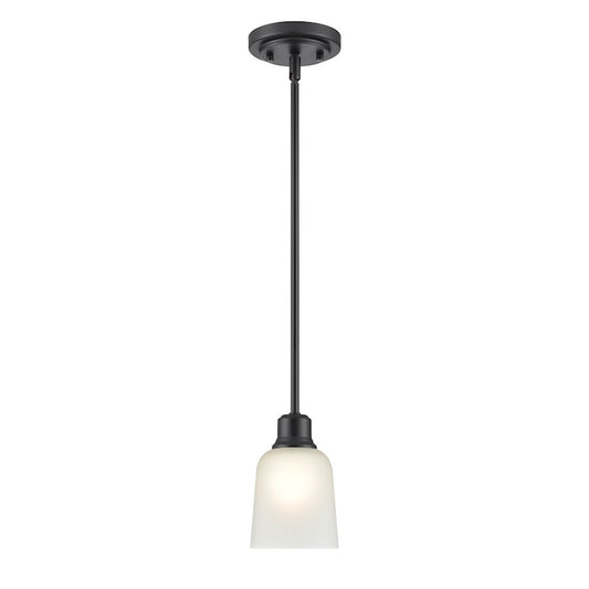 Millennium Lighting Amberle 1 Light 5" Mini-Pendant, Black/Frosted - 2821-MB