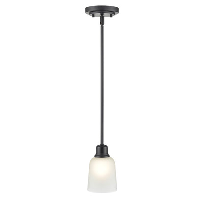 1 Light Mini Pendant, Black/Frosted