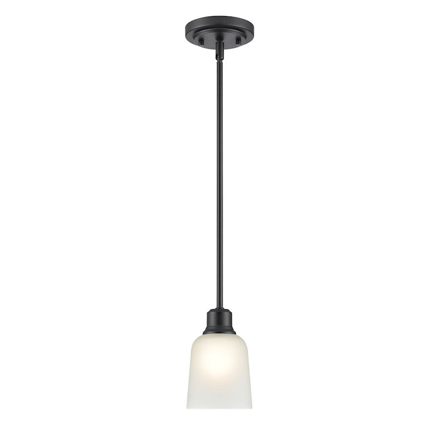 1 Light Mini Pendant, Black/Frosted