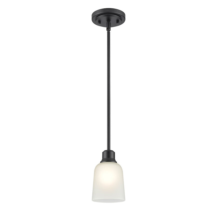 1 Light Mini Pendant, Black/Frosted