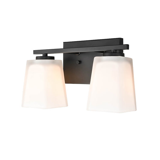 Millennium Lighting 2 Light Vanity, Matte Black/Etched White - 292-MB