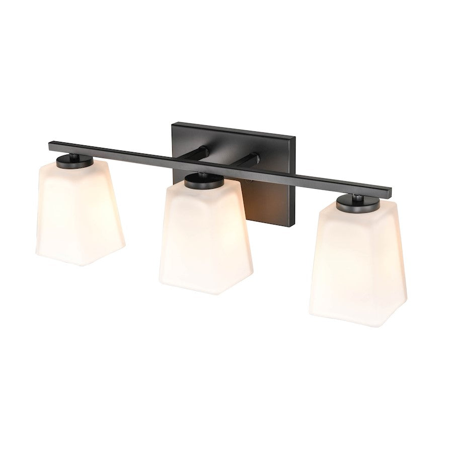 Millennium Lighting 3 Light Vanity, Matte Black/Etched White - 293-MB