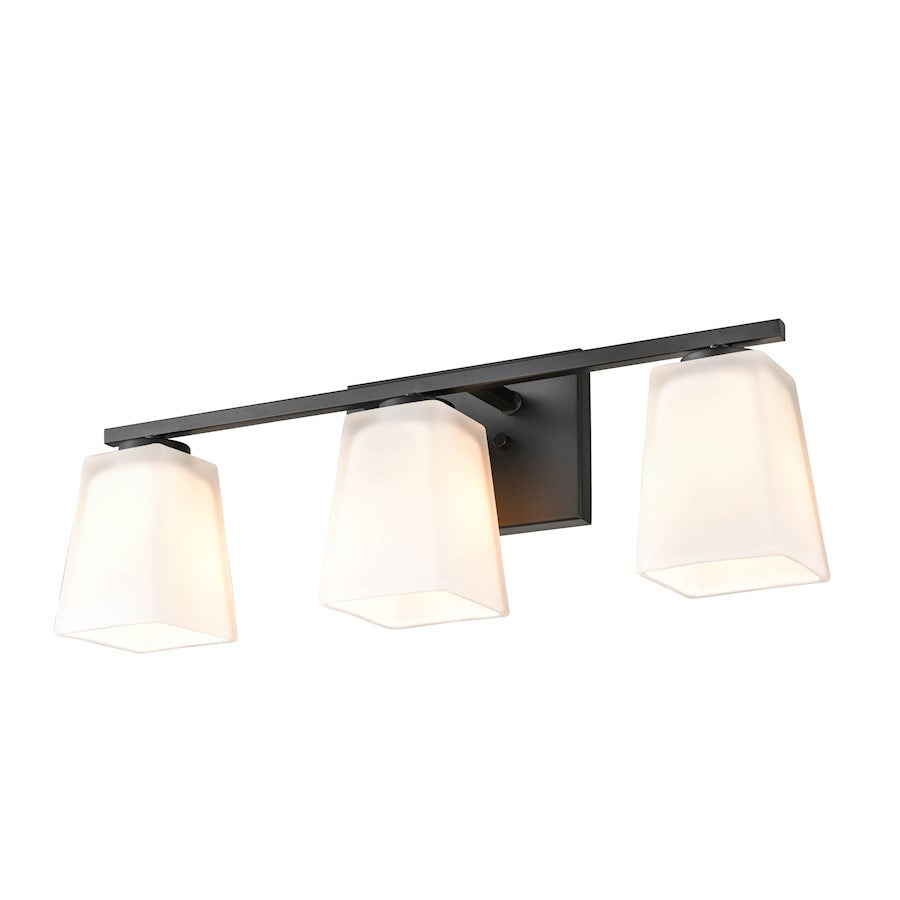 3 Light Bathroom Vanity Light, Matte Black