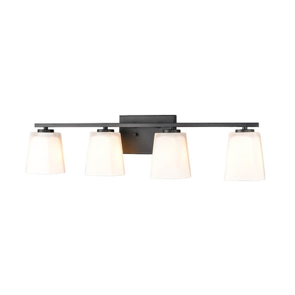 Millennium Lighting 4 Light Vanity, Matte Black/Etched White - 294-MB