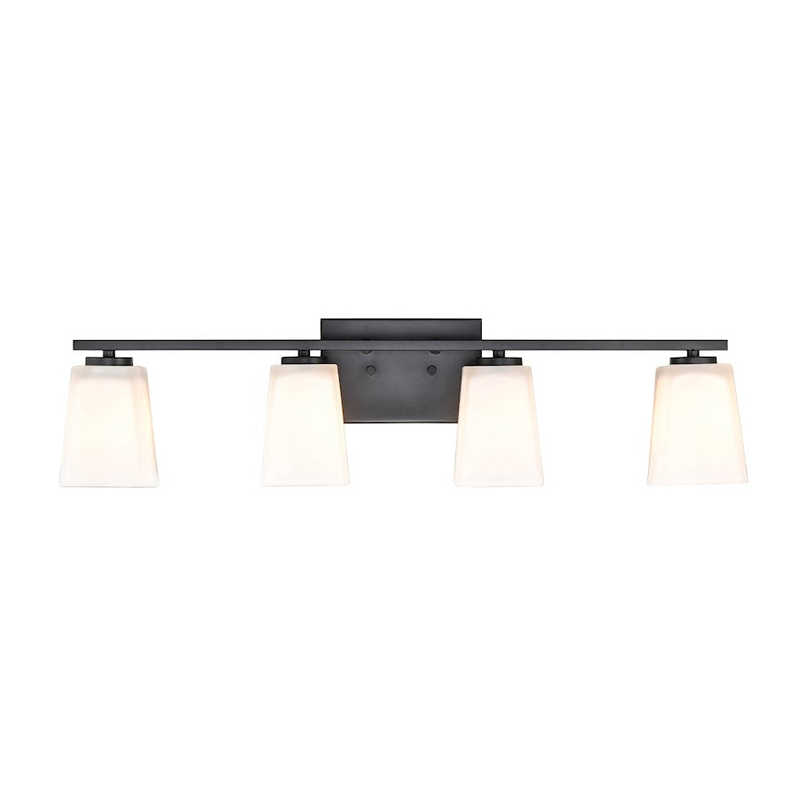 4 Light Bathroom Vanity Light, Matte Black