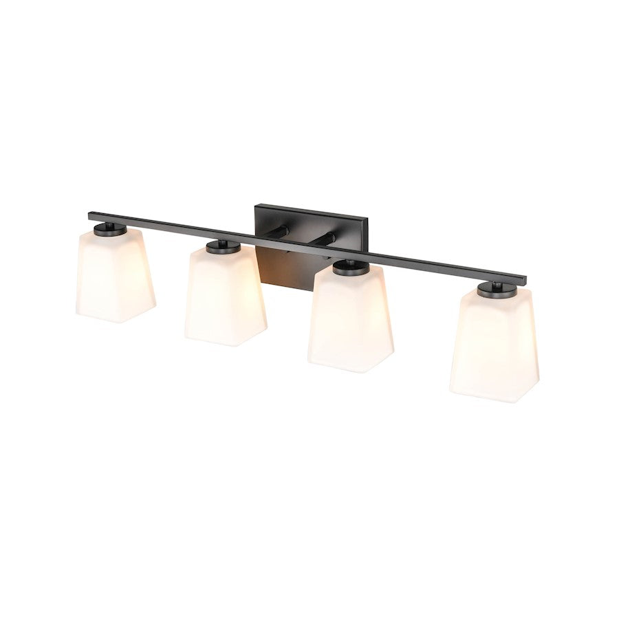 4 Light Bathroom Vanity Light, Matte Black