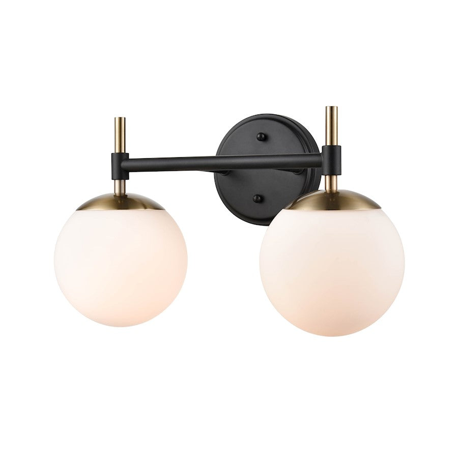 Millennium Lighting 2 Light Vanity, Matte Black/Modern Gold/Opal - 30302-MB-MG