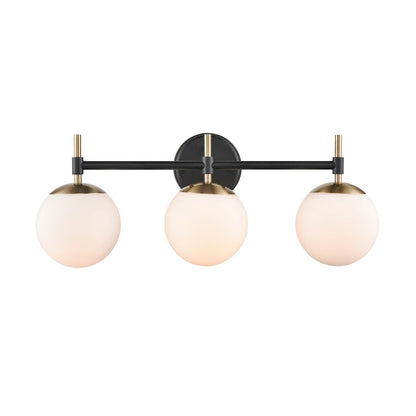 Millennium Lighting 3 Light Vanity, Matte Black/Modern Gold/Opal - 30303-MB-MG