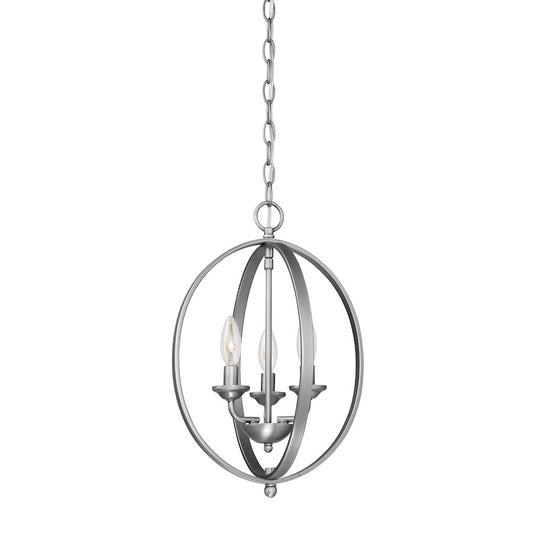 3 Light Pendant, Brushed Pewter