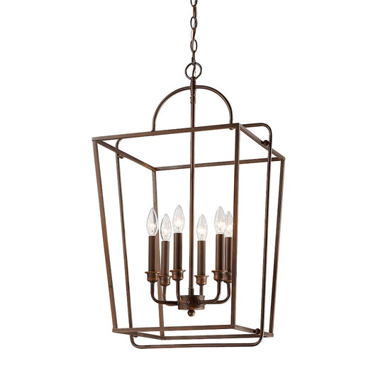 6 Light Pendant, Rubbed Bronze