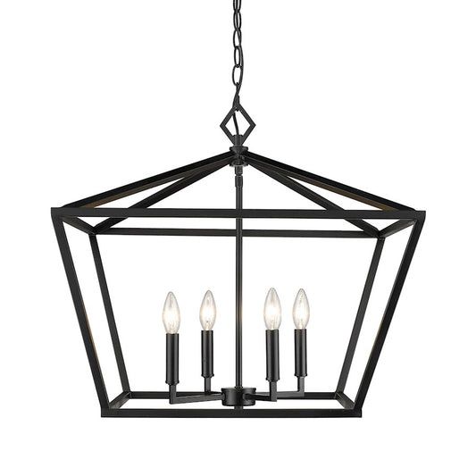 4 Light Pendant, 21', Matte Black