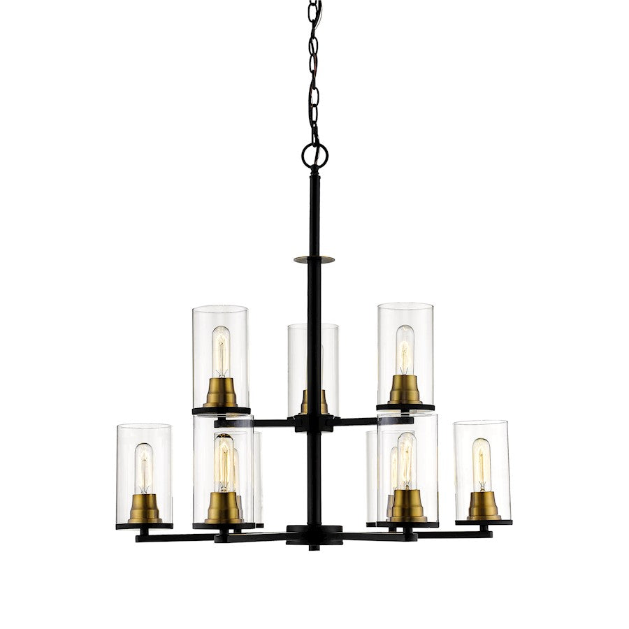 Millennium Burbank 9 Light 34.5" Chandelier, Black/Bronze - 3489-MB-HBZ