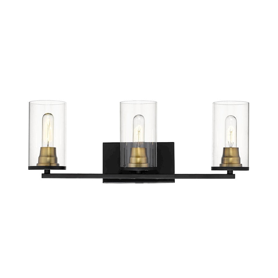 Millennium Burbank 3 Light 8" Vanity, Matte Black/Heirloom Bronze - 3493-MB-HBZ