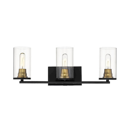 Millennium Burbank 3 Light 8" Vanity, Matte Black/Heirloom Bronze - 3493-MB-HBZ