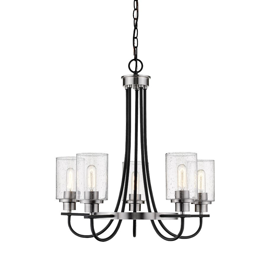 Millennium Clifton 5 Light 26.5" Chandelier, Black/Nickel - 3505-MB-BN