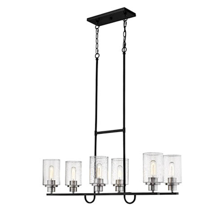 Millennium Clifton 6 Light 59" Island, Matte Black/Brushed Nickel - 3506-MB-BN