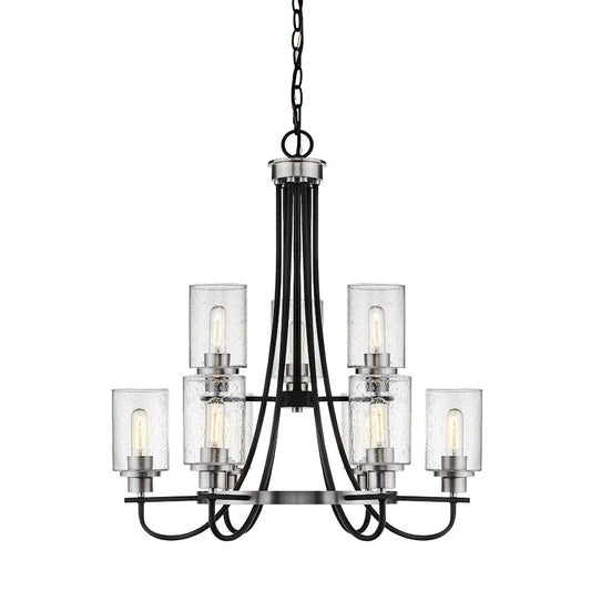 Millennium Clifton 9 Light 31.5" Chandelier, Black/Nickel - 3509-MB-BN